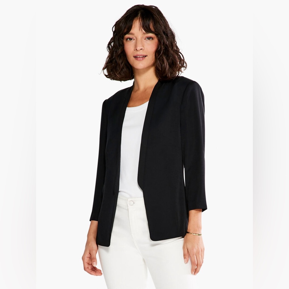H&M Women Black Collarless Blazer Size 2